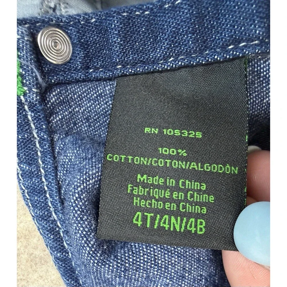 John Deere Overalls Boys Size 4T Denim Jean Farm Tractor 100% Cotton